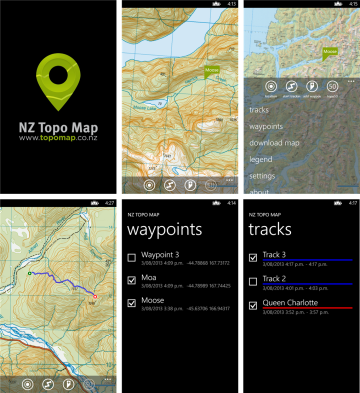 NZ Topo Map app for Windows Phone